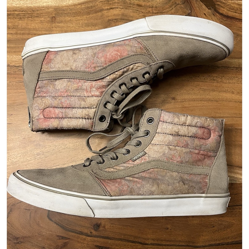 Vans Old Skool Sk8Hi Floral Quilted Zip Laced High Top Shoes